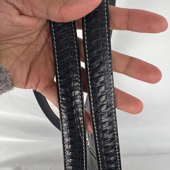 Brighton Black Croc Embossed Leather Shoulder Bag Rectangle Purse 14 x 8 - Picture 6 of 12